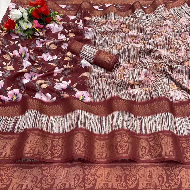 DF 65 Kalamkari Dola Silk Kanchipuram Border Designer Sarees Suppliers In India